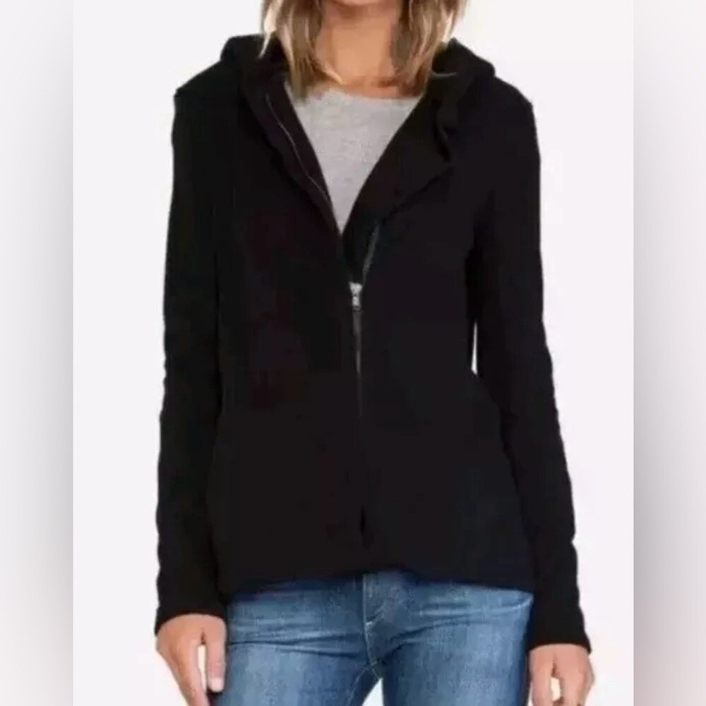 Standard James Perse Asymmetrical Terry Hooded Zip Front Jacket Size 3/L *FLAWS*